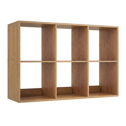6 Cube Bookshelf With Back Guardrail, Natural Bookcases at Gallery Canada