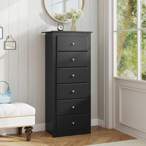 6 Drawers Chest Dresser Clothes Storage Bedroom Furniture Cabinet, Black