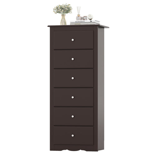 6 Drawers Chest Dresser, Clothes Storage Cabinet, Brown