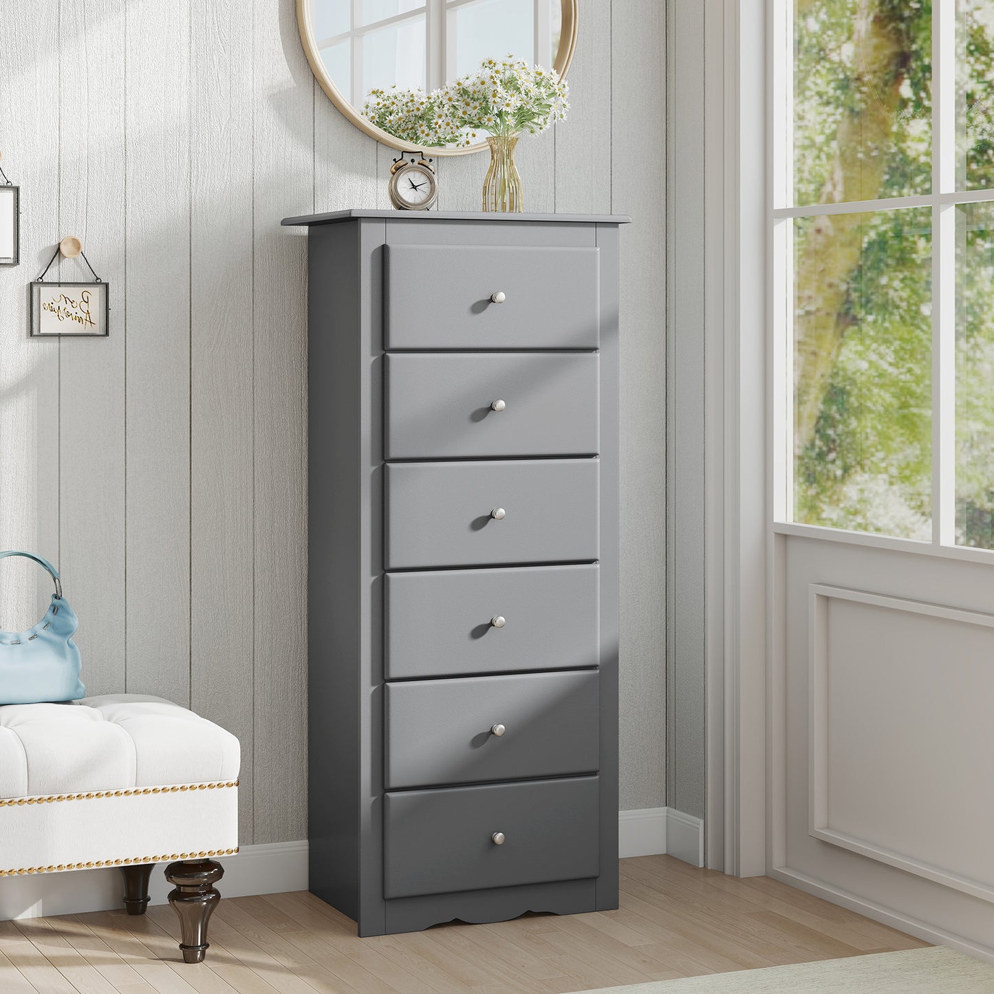 6 Drawers Chest Dresser, Bedroom Furniture Cabinet, Gray Dressers & Chests at Gallery Canada