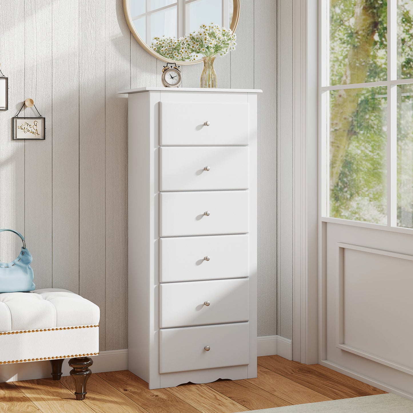 6 Drawer Chest Dresser, Bedroom Clothes Storage Cabinet, White Dressers & Chests at Gallery Canada
