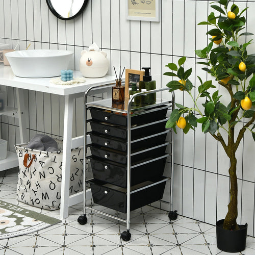 6 Drawer Rolling Storage Cart Organizer, Black