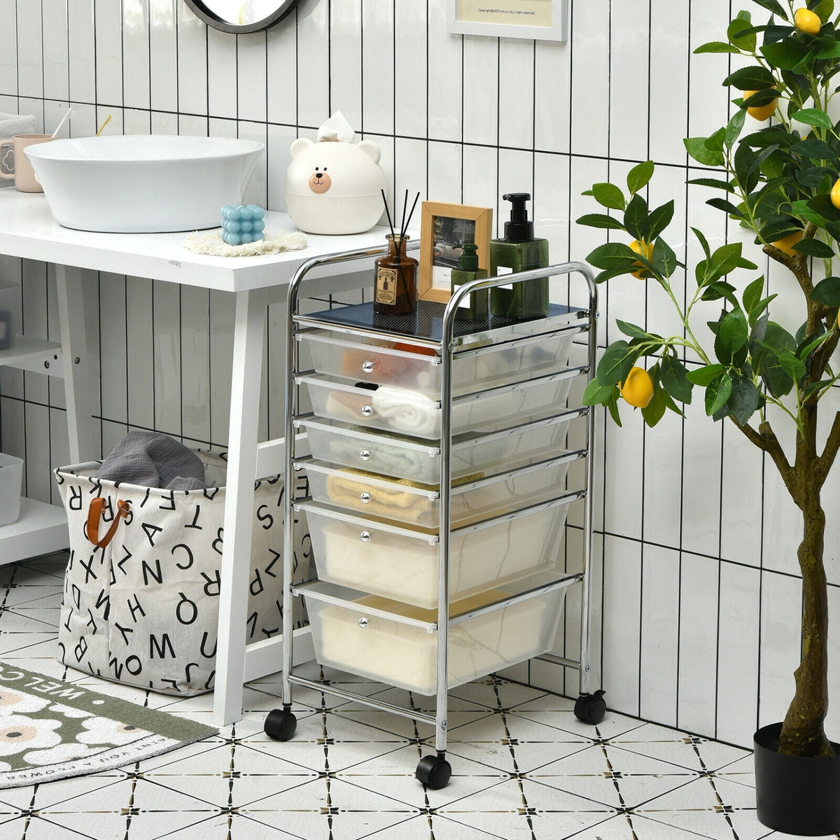 6 Drawer Rolling Storage Cart Organizer, Transparent File Cabinets at Gallery Canada