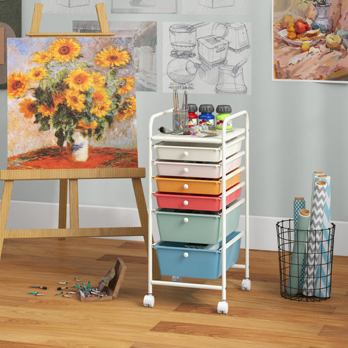 6 Drawer Rolling Storage Cart Organizer, Multicolor, Macaron