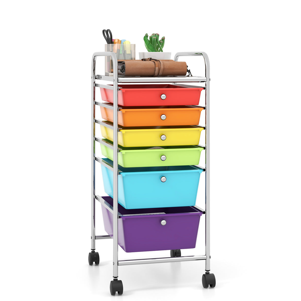 6 Drawers Rolling Storage Cart Organizer, Multicolor File Cabinets at Gallery Canada