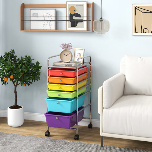 6 Drawers Rolling Storage Cart Organizer, Multicolor