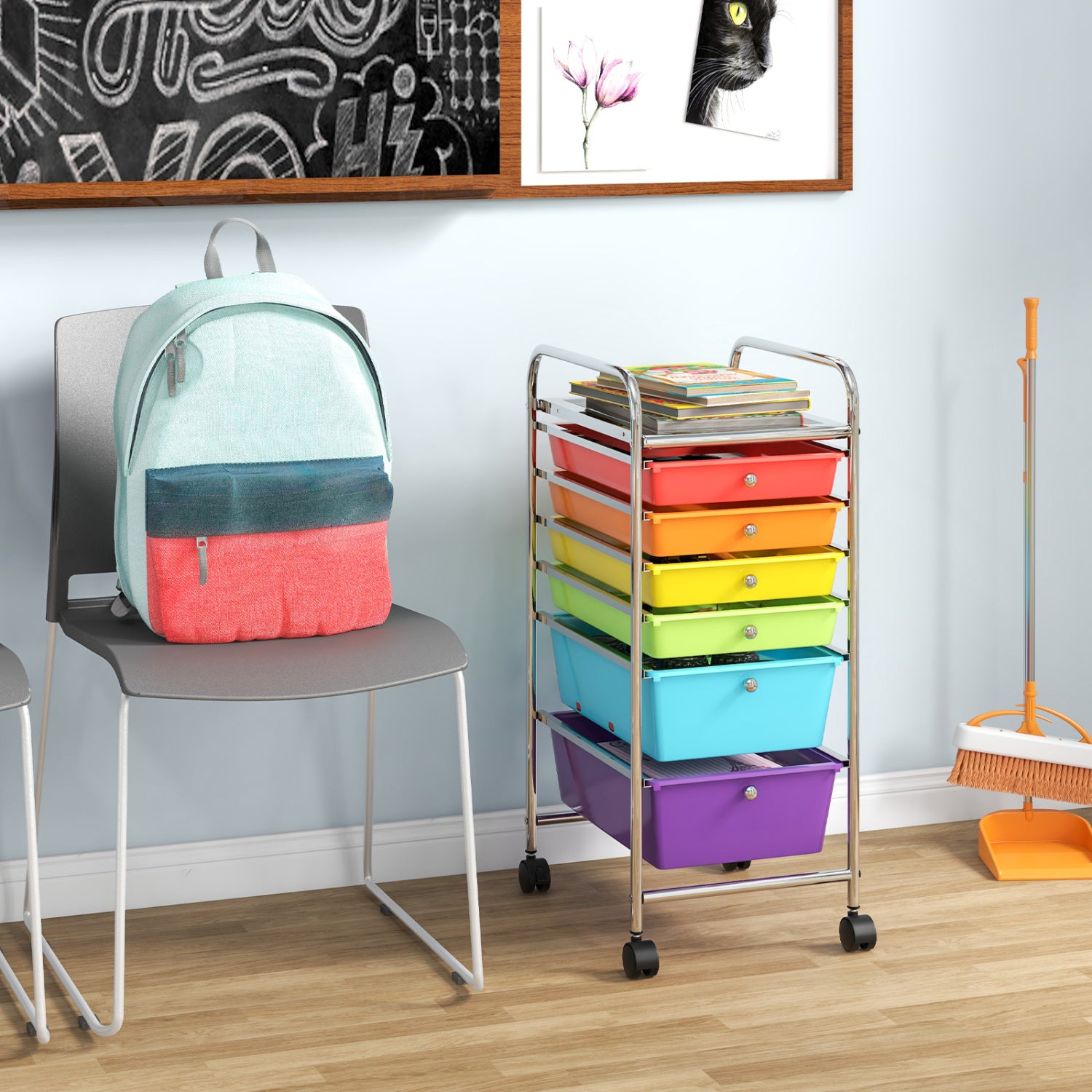 6 Drawers Rolling Storage Cart Organizer, Multicolor File Cabinets at Gallery Canada
