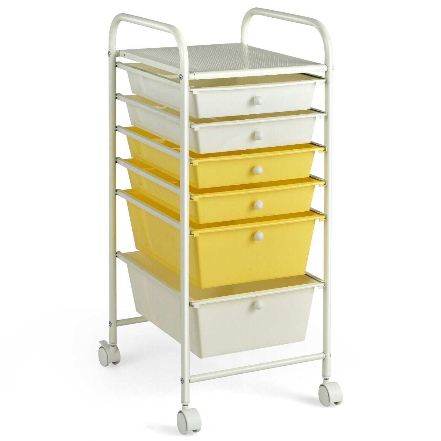 6 Drawer Rolling Storage Cart Organizer, Yellow File Cabinets Yellow at Gallery Canada