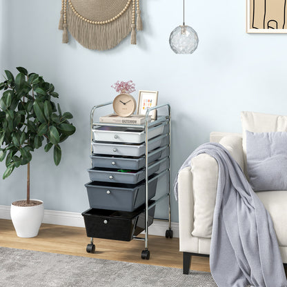 6 Drawers Rolling Storage Cart Organizer, Gray, Black File Cabinets at Gallery Canada