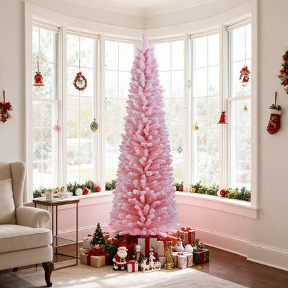 6 FT Artificial Christmas Tree, 460 Branch Tips, Folding Metal Stand, Pink Christmas Tree at Gallery Canada