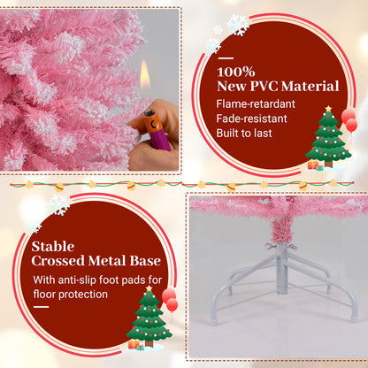 6 FT Artificial Christmas Tree, 460 Branch Tips, Folding Metal Stand, Pink Christmas Tree at Gallery Canada