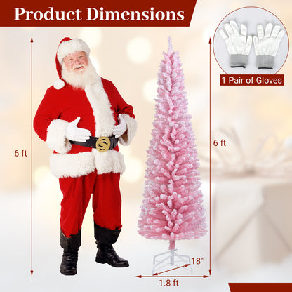 6 FT Artificial Christmas Tree, 460 Branch Tips, Folding Metal Stand, Pink Christmas Tree at Gallery Canada