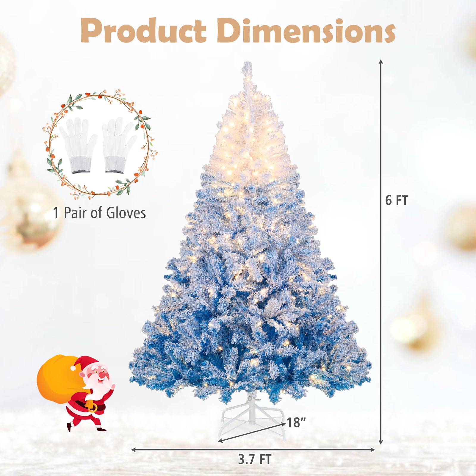 6 FT Artificial Christmas Tree, Warm White LED Lights, 8 Modes, Blue Christmas Tree at Gallery Canada