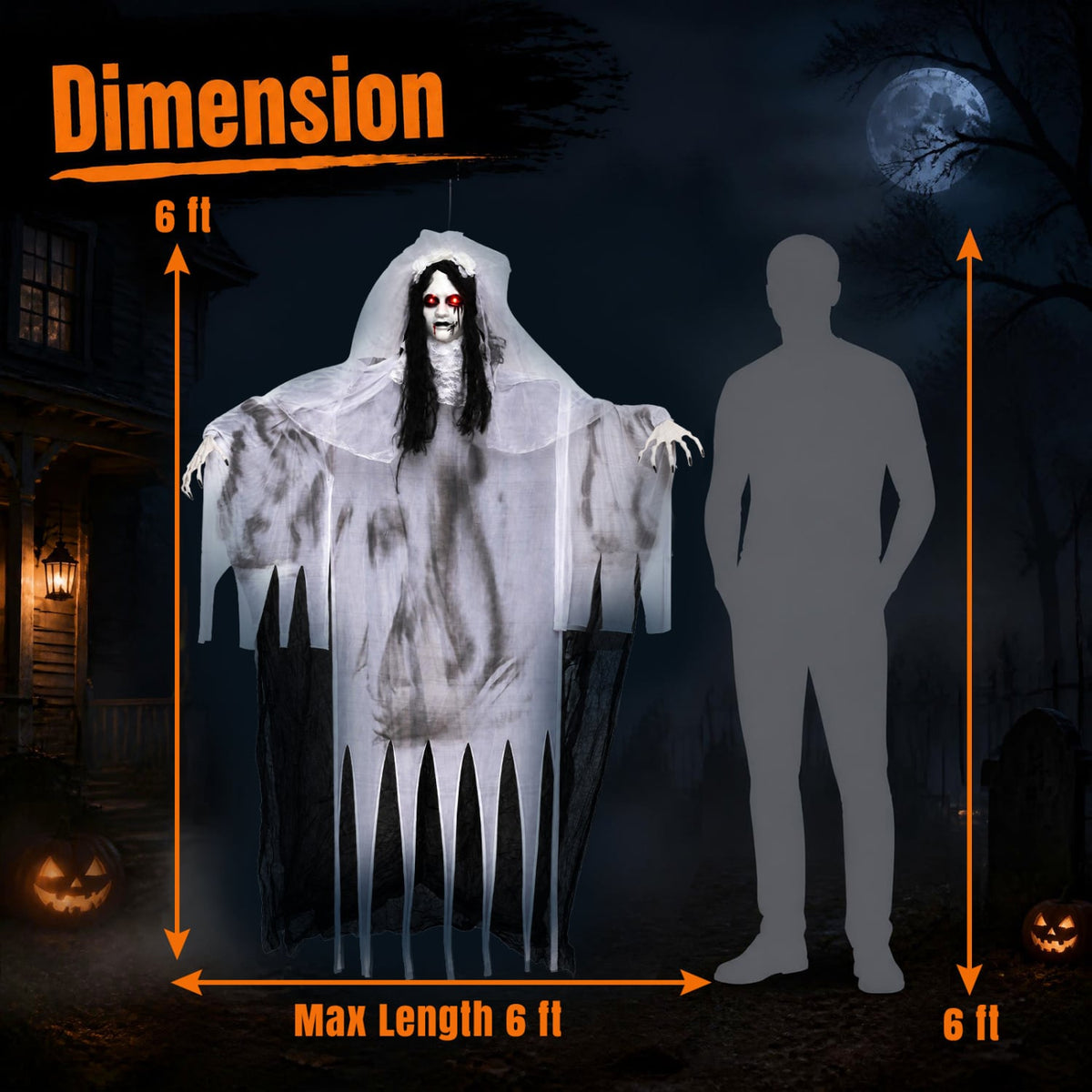 6 FT Ghost Bride Halloween Decoration with Creep Sound and Lighted Eyes Halloween at Gallery Canada