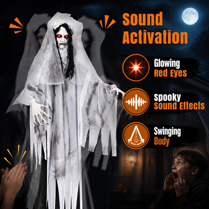 6 FT Ghost Bride Halloween Decoration with Creep Sound and Lighted Eyes Halloween at Gallery Canada