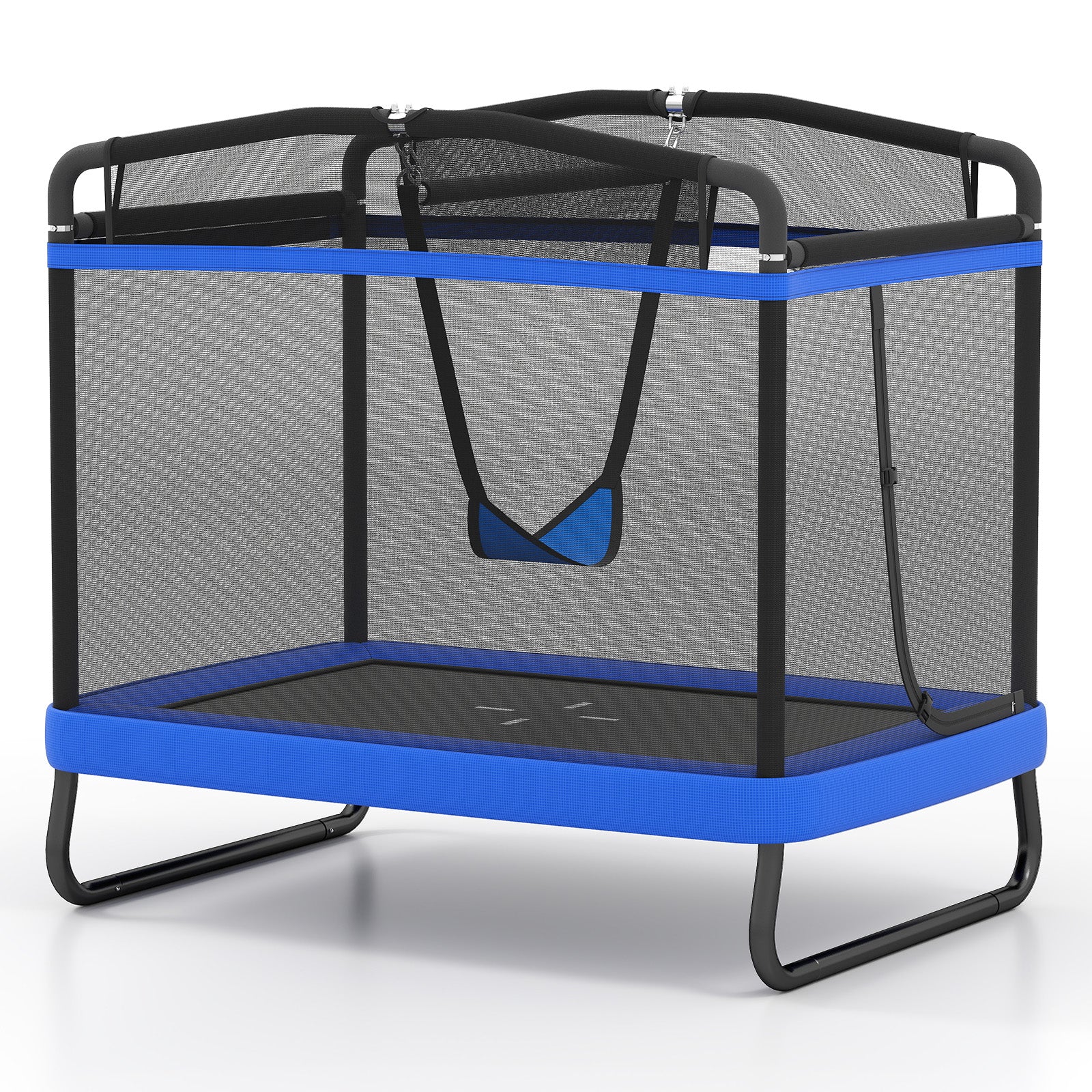 6 FT Kids Trampoline With Swing, Horizontal Bar, Blue Trampolines Blue at Gallery Canada