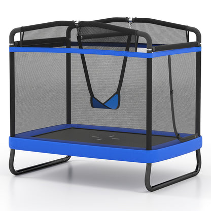 6 FT Kids Trampoline With Swing, Horizontal Bar, Blue Trampolines Blue at Gallery Canada