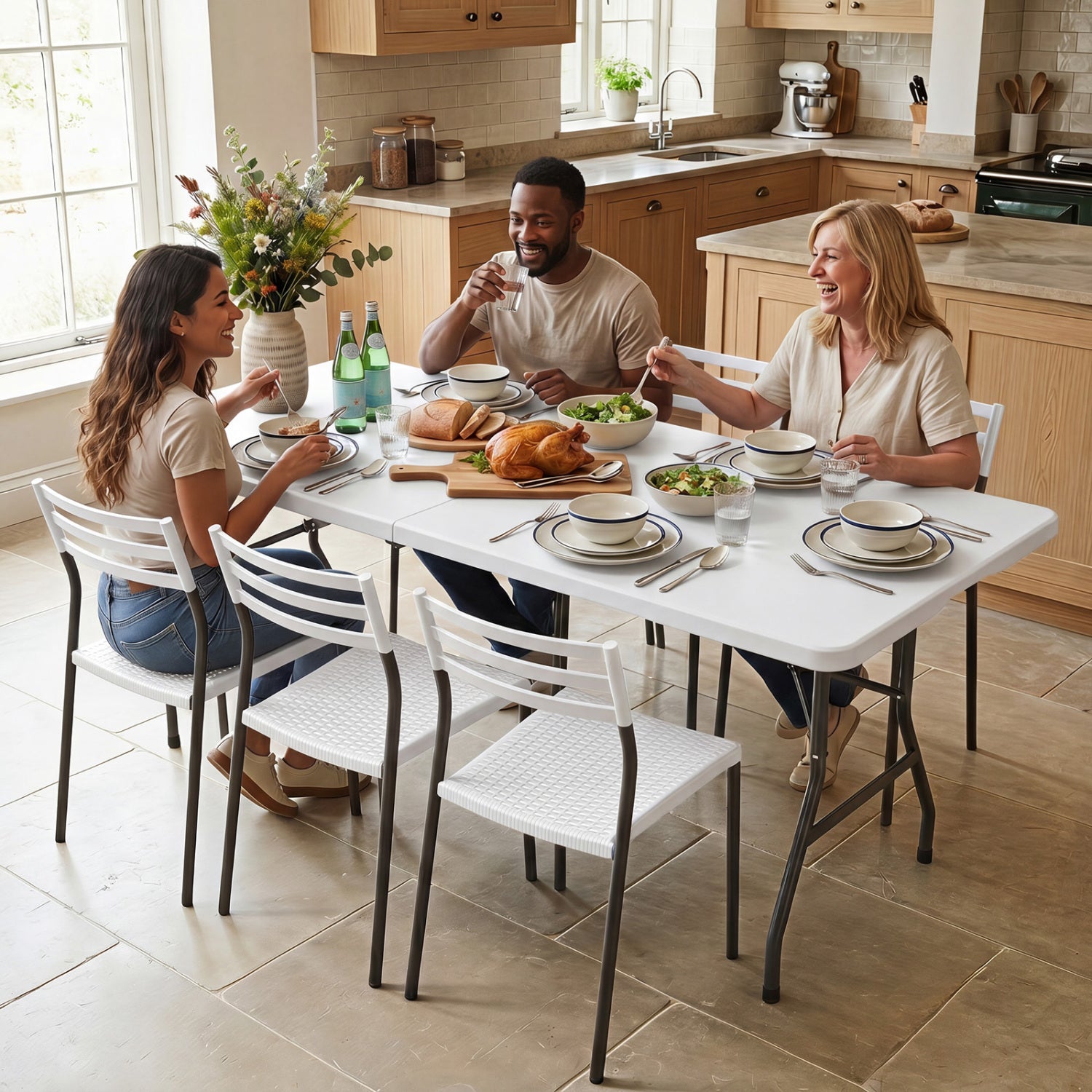 6 FT Plastic Fold-In-Half Camping Table, White Picnic Tables at Gallery Canada