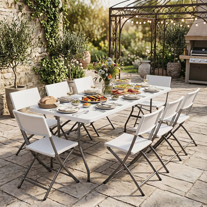 6 FT Plastic Fold-In-Half Camping Table, White Picnic Tables at Gallery Canada