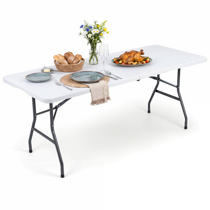 6 FT Plastic Fold-In-Half Camping Table, White Picnic Tables at Gallery Canada