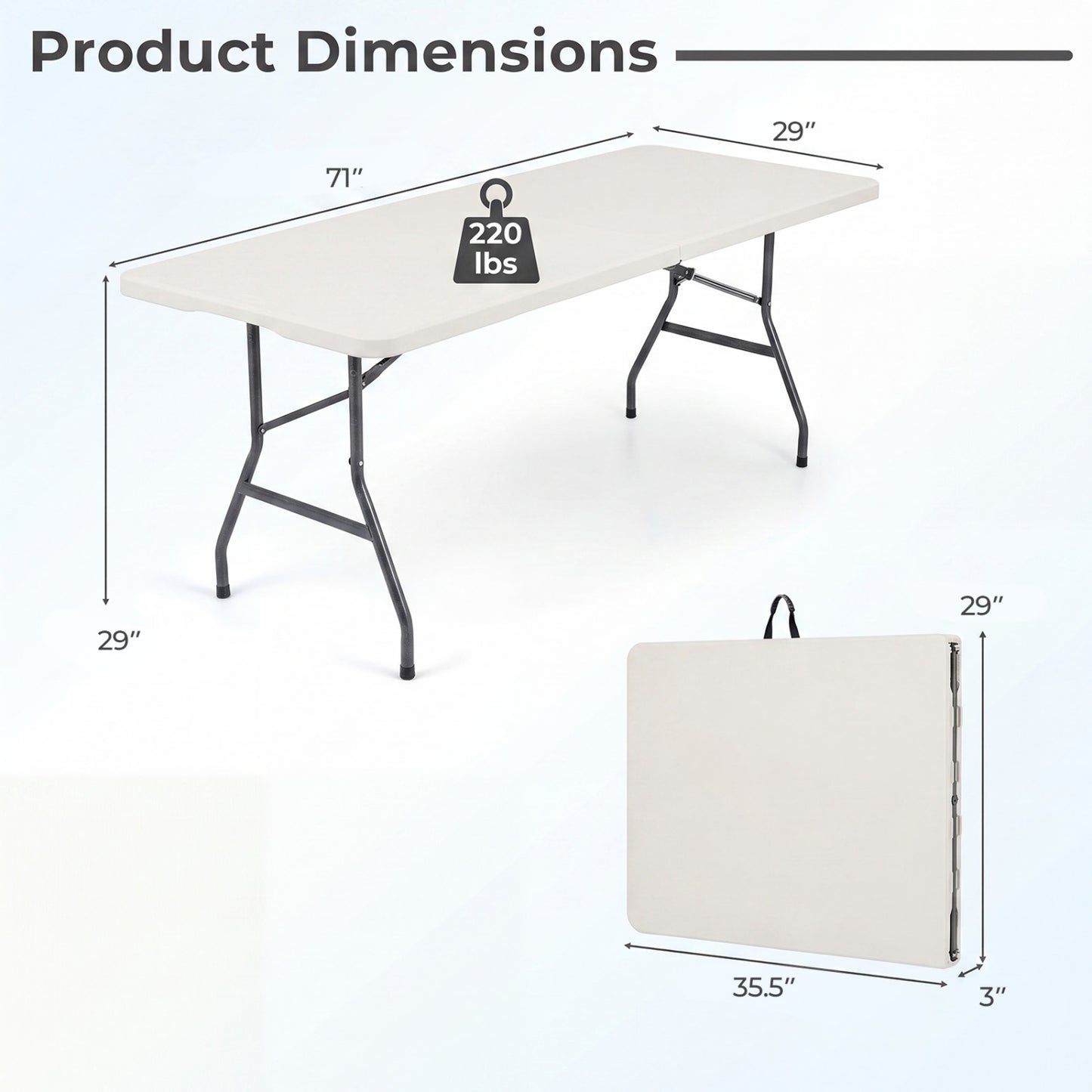 6 FT Plastic Fold-In-Half Camping Table, White Picnic Tables at Gallery Canada