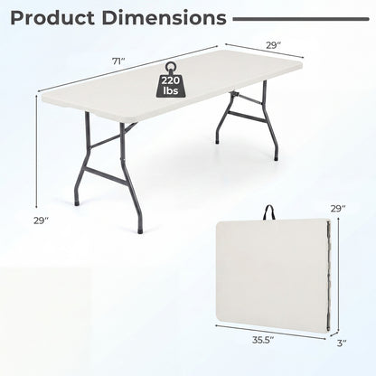 6 FT Plastic Fold-In-Half Camping Table, White Picnic Tables at Gallery Canada