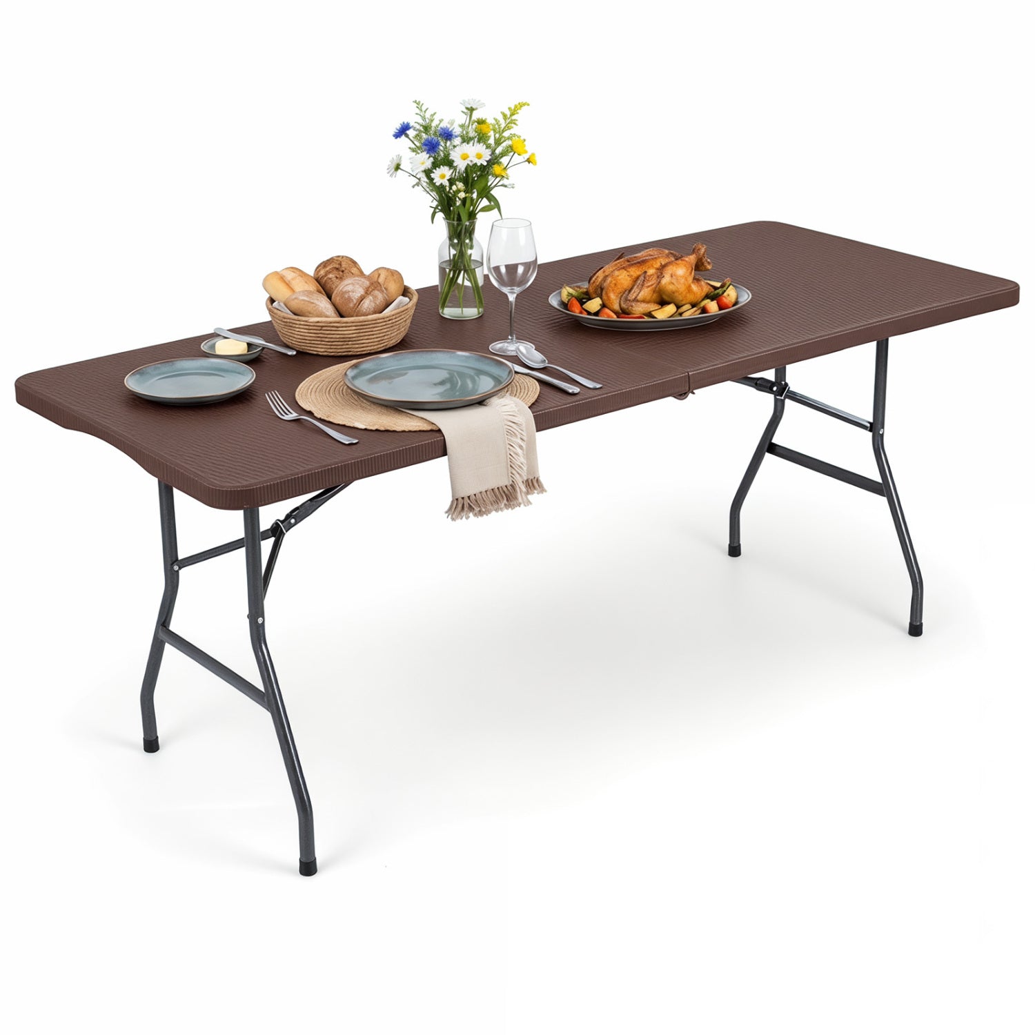 6 FT Plastic Fold-in-Half Camping Table Picnic Tables Coffee at Gallery Canada