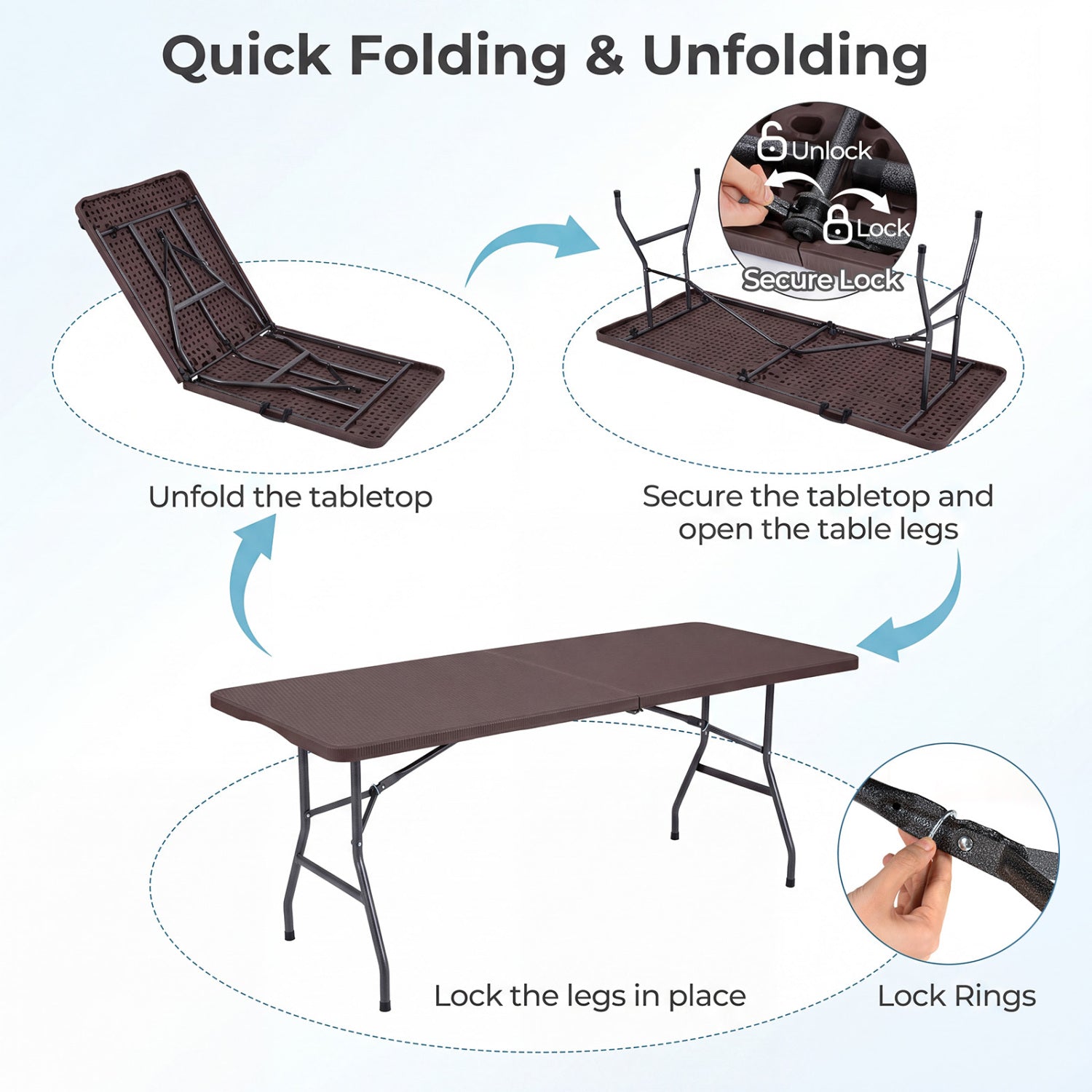 6 FT Plastic Fold-in-Half Camping Table Picnic Tables at Gallery Canada