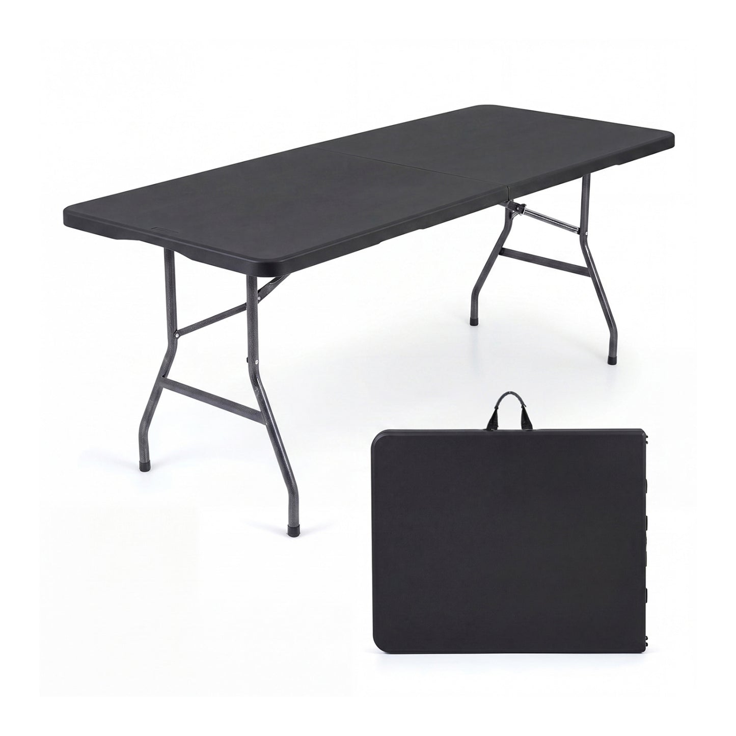 6 FT Plastic Fold-in-Half Camping Table, Black Picnic Tables at Gallery Canada