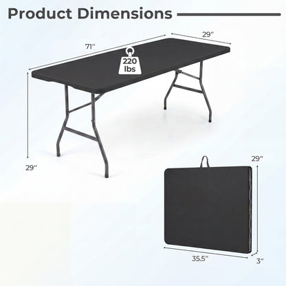 6 FT Plastic Fold-in-Half Camping Table, Black Picnic Tables at Gallery Canada