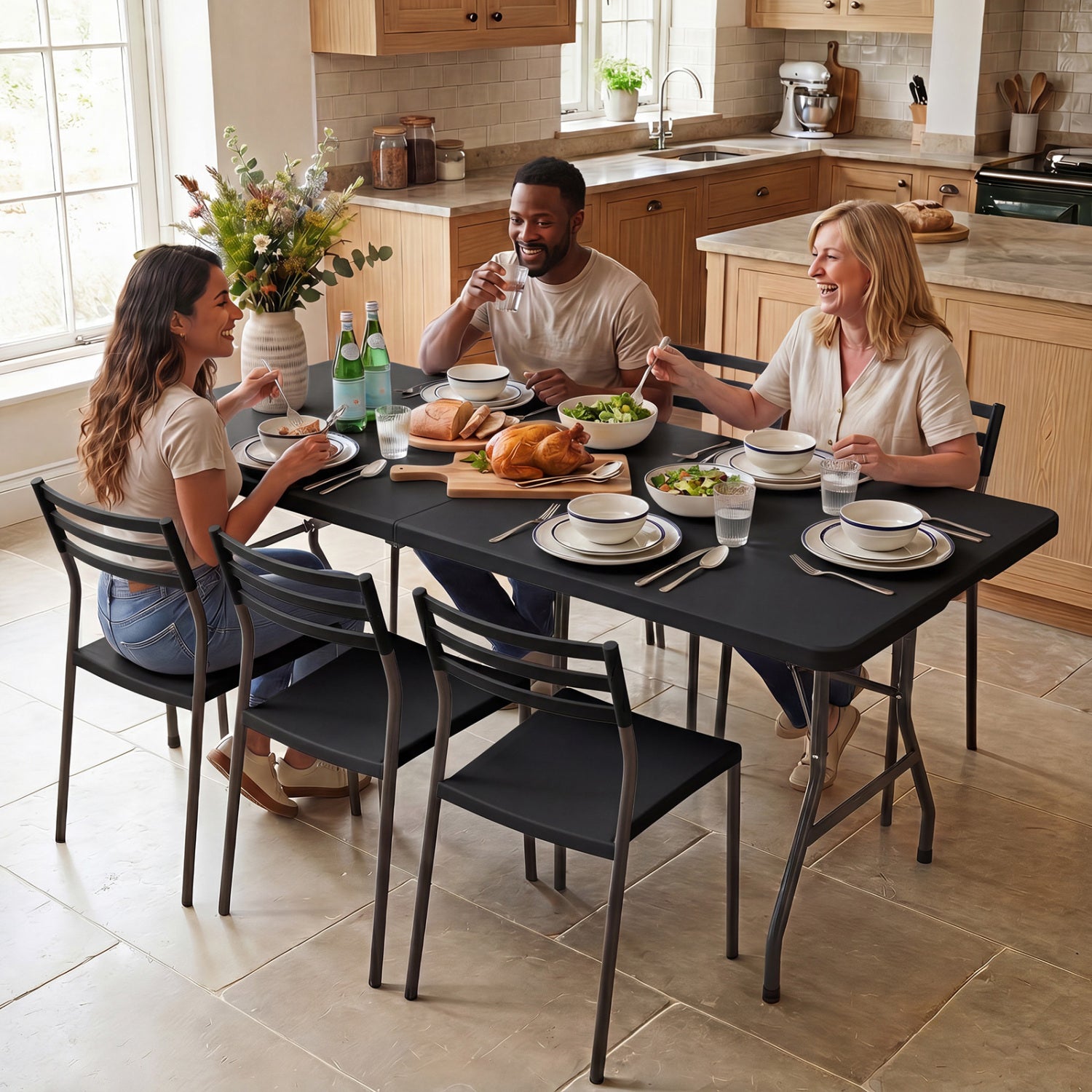 6 FT Plastic Fold-in-Half Camping Table, Black Picnic Tables at Gallery Canada