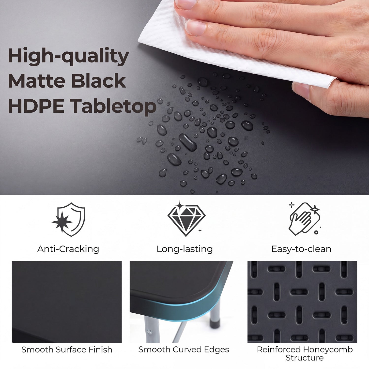 6 FT Plastic Fold-in-Half Camping Table, Black Picnic Tables at Gallery Canada