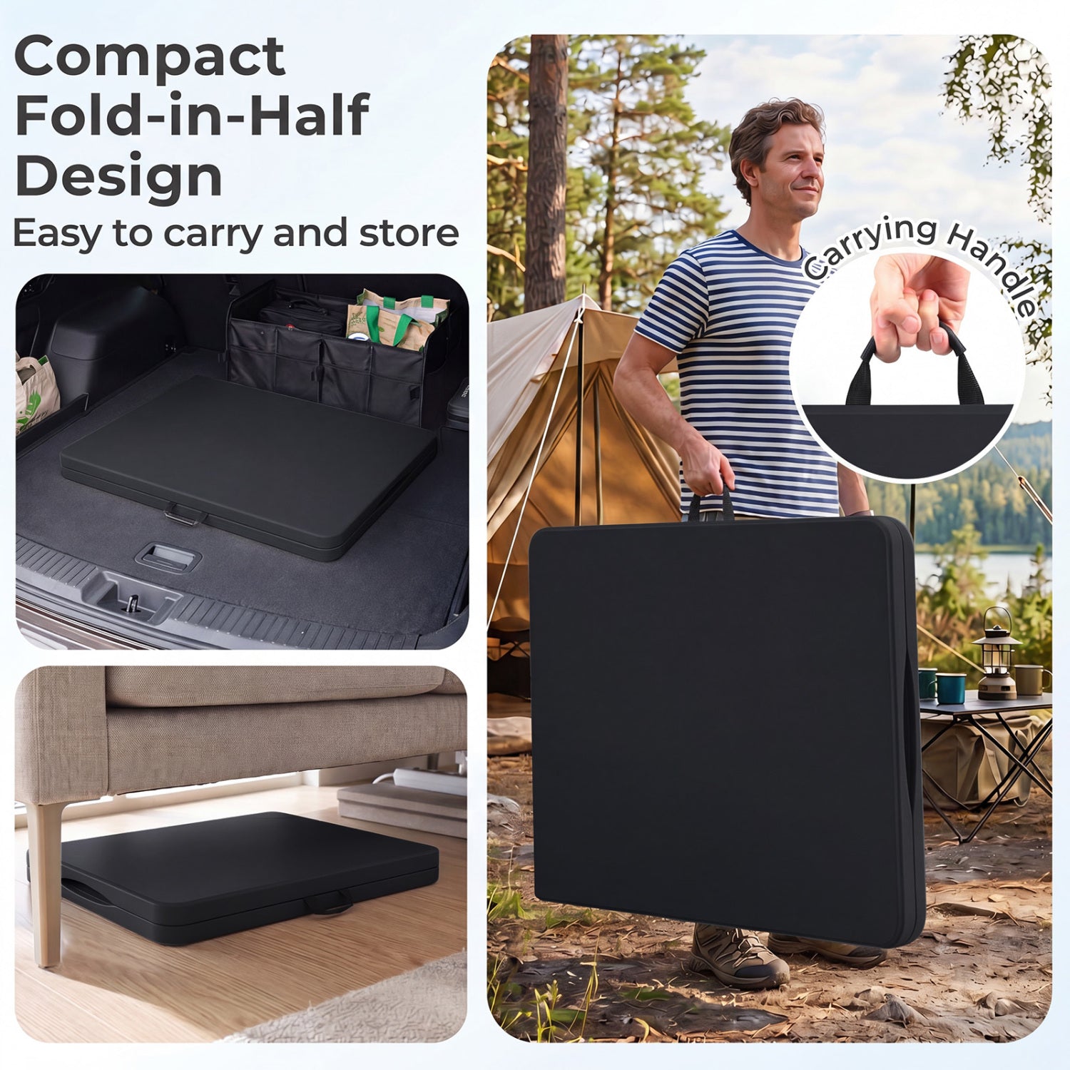 6 FT Plastic Fold-in-Half Camping Table, Black Picnic Tables at Gallery Canada