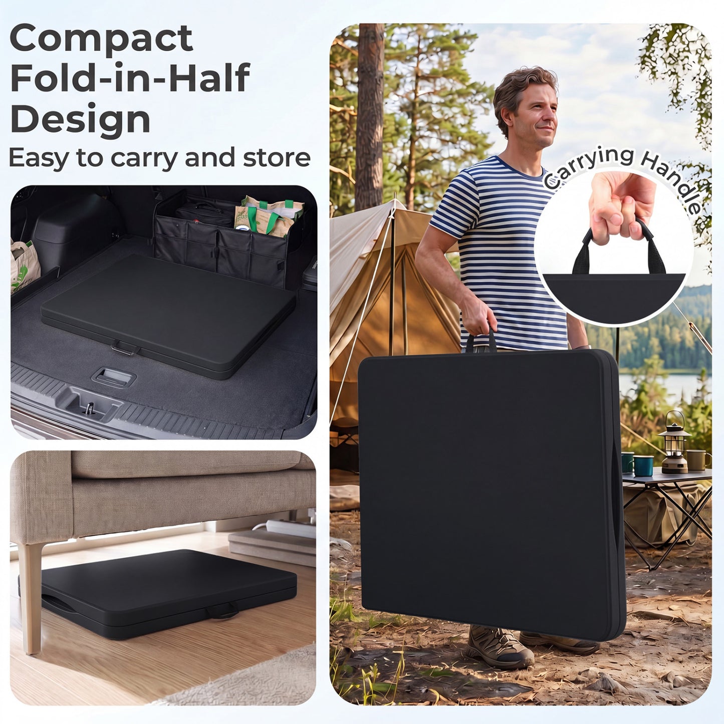6 FT Plastic Fold-in-Half Camping Table, Black Picnic Tables at Gallery Canada