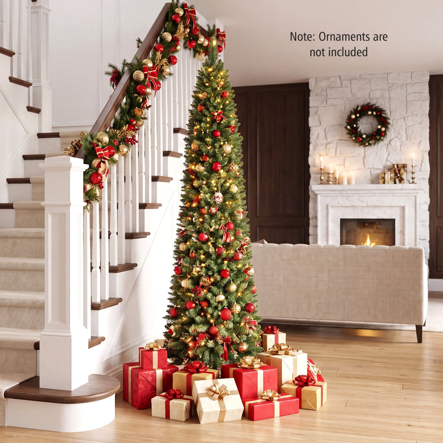 6 FT Pre-Lit Pencil Christmas Tree, 180 Warm White LEDs Christmas Tree at Gallery Canada