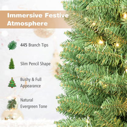 6 FT Pre-Lit Pencil Christmas Tree, 180 Warm White LEDs Christmas Tree at Gallery Canada