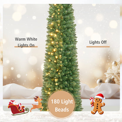 6 FT Pre-Lit Pencil Christmas Tree, 180 Warm White LEDs Christmas Tree at Gallery Canada