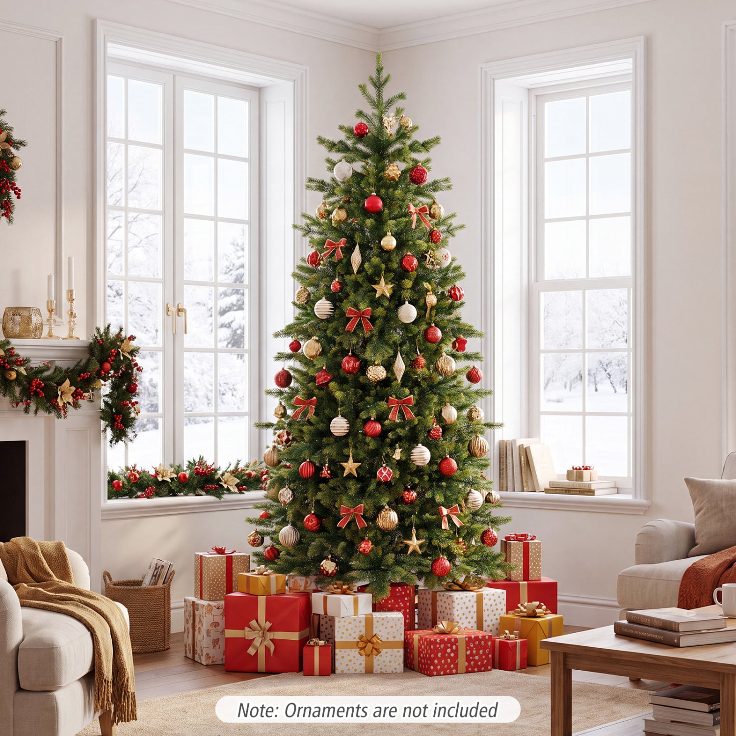 6 FT Pre-lit Christmas Tree, LED Lights, Green Christmas Tree at Gallery Canada