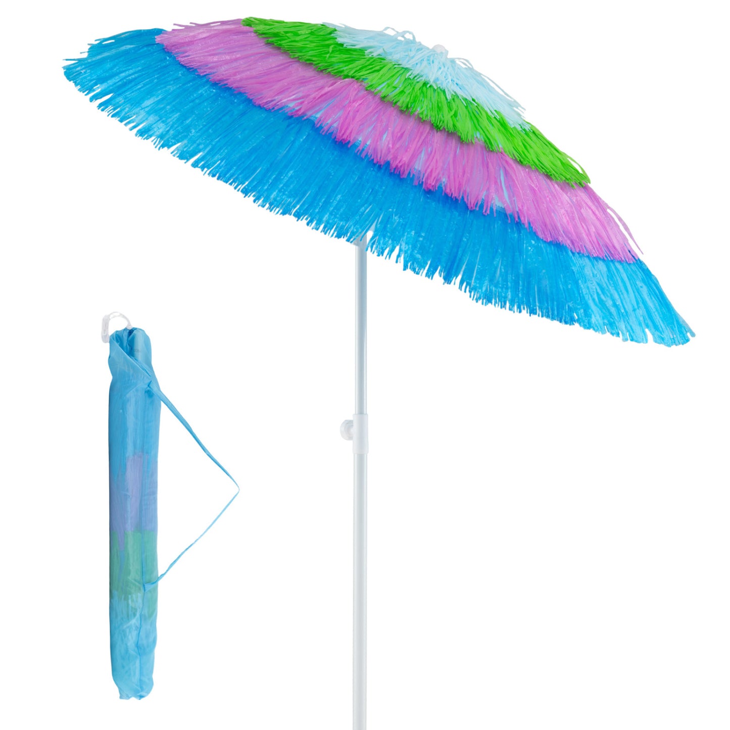 6 FT Tiki Thatched Patio Beach Umbrella, Push Button Tilt, Multicolor Outdoor Umbrellas at Gallery Canada