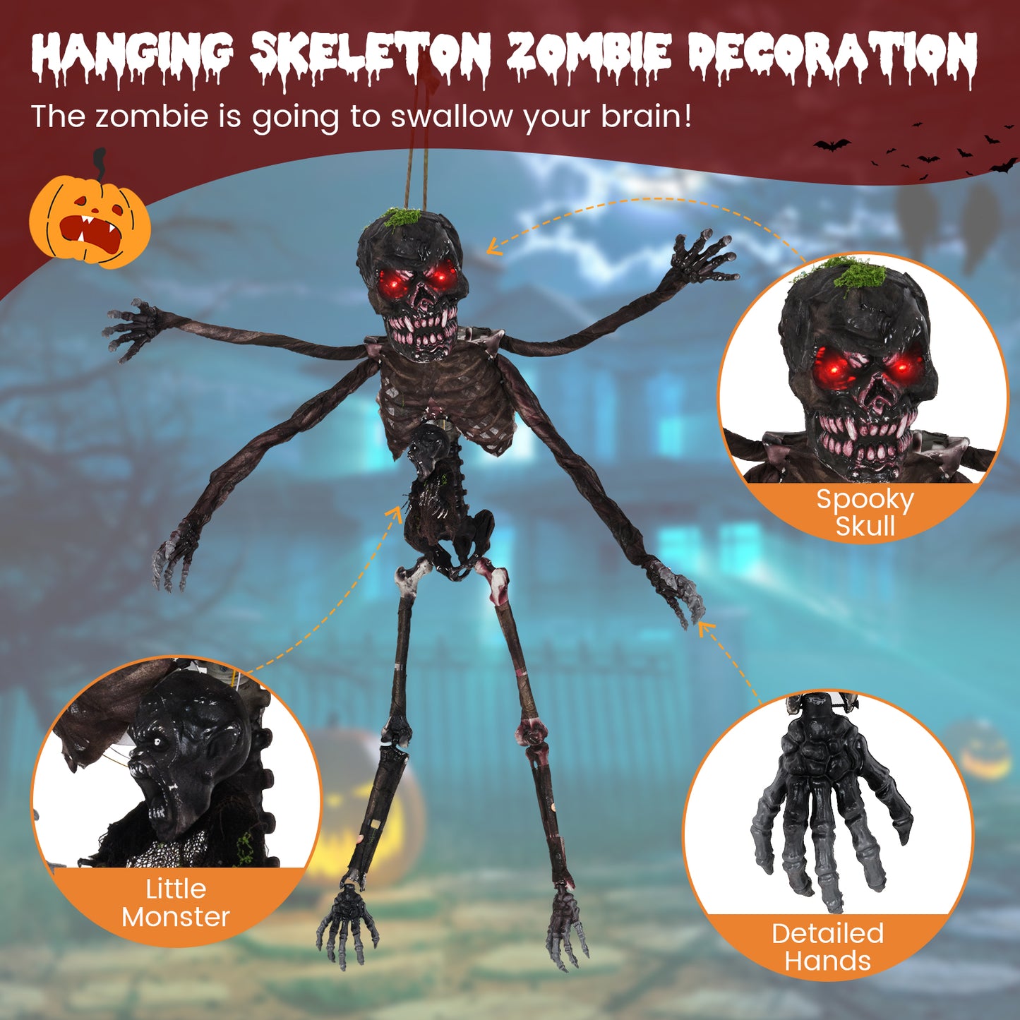 6 Feet Animated Halloween Decoration, LED Eyes, Spooky Sounds, Red Halloween at Gallery Canada