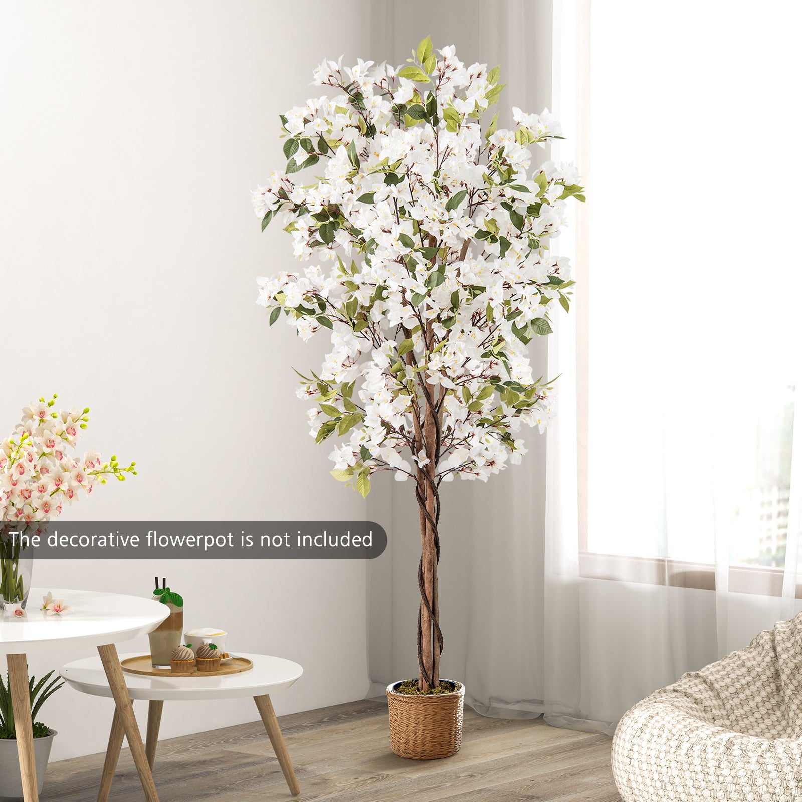 6 Feet Artificial Bougainvillea Tree, 910 White Flowers, White Faux Plants at Gallery Canada