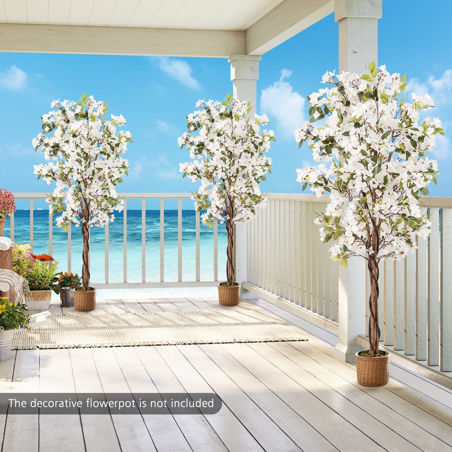 6 Feet Artificial Bougainvillea Tree, 910 White Flowers, White Faux Plants at Gallery Canada