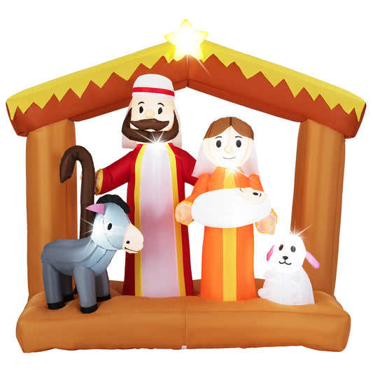 6 Feet Nativity Scene, LED Lights, Outdoor Decoration, Multicolor Christmas Inflatables Multicolor at Gallery Canada