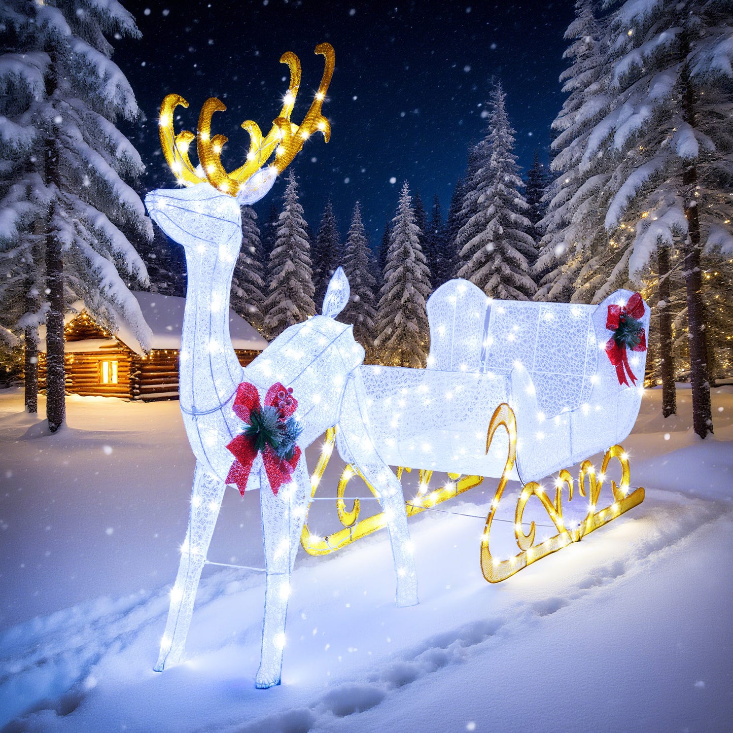 6 Feet Christmas Reindeer And Santa Sleigh Decoration, White Christmas Decor & Accessories at Gallery Canada