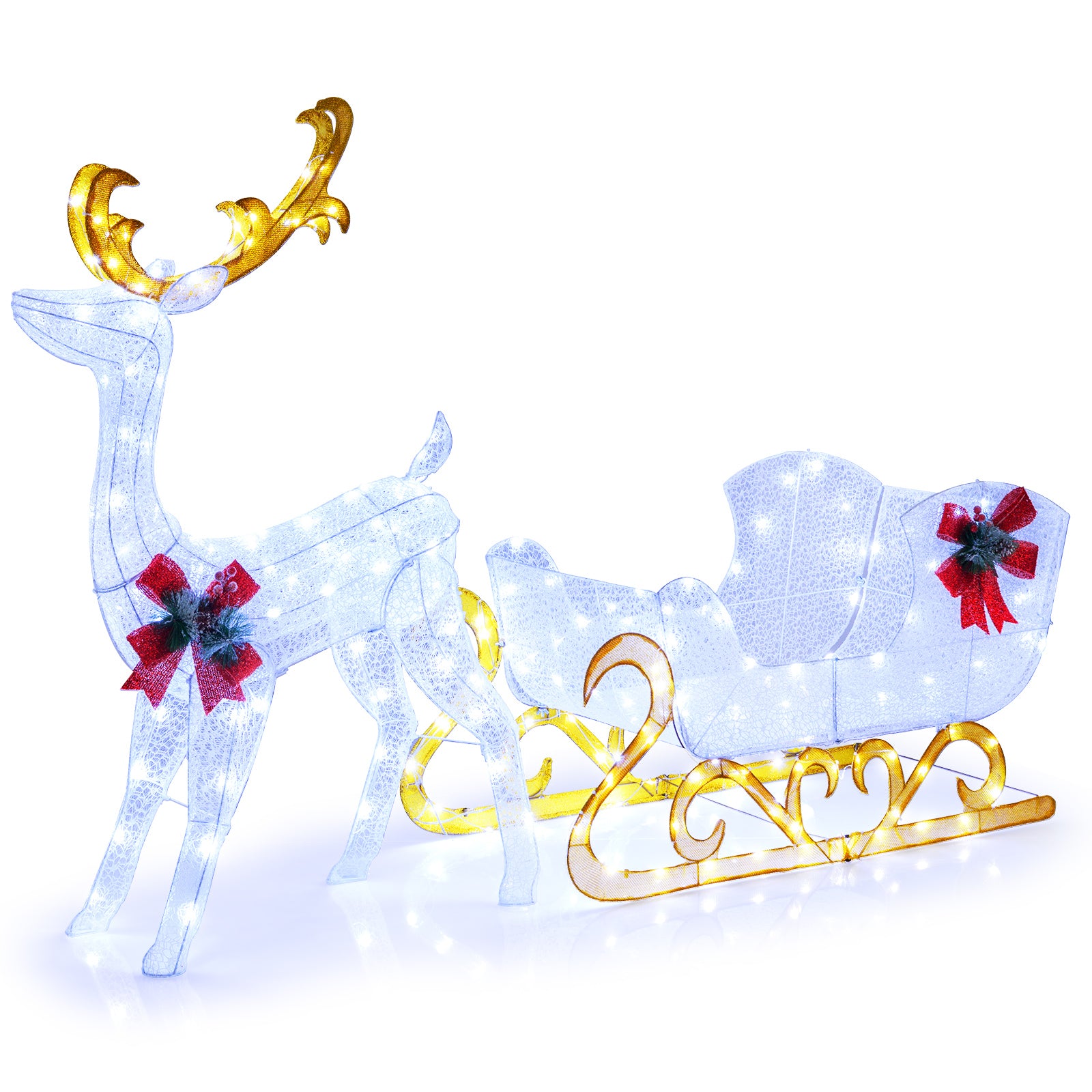 6 Feet Christmas Reindeer And Santa Sleigh Decoration, White Christmas Decor & Accessories White at Gallery Canada