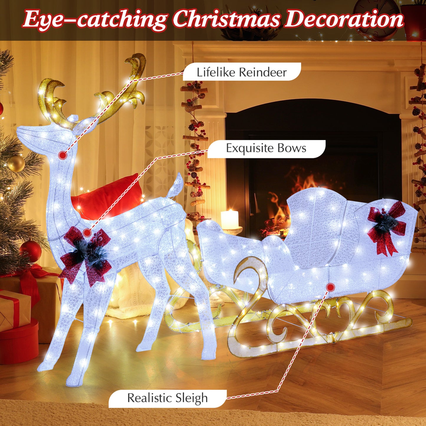 6 Feet Christmas Reindeer And Santa Sleigh Decoration, White Christmas Decor & Accessories at Gallery Canada