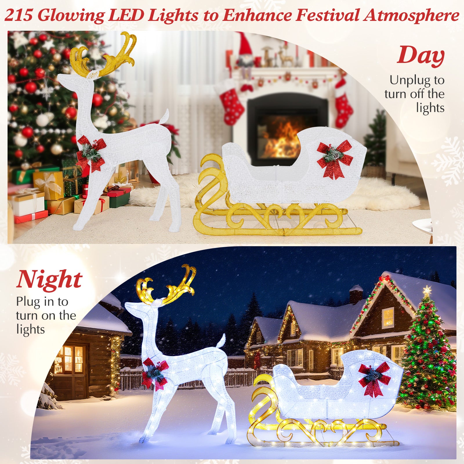 6 Feet Christmas Reindeer And Santa Sleigh Decoration, White Christmas Decor & Accessories at Gallery Canada