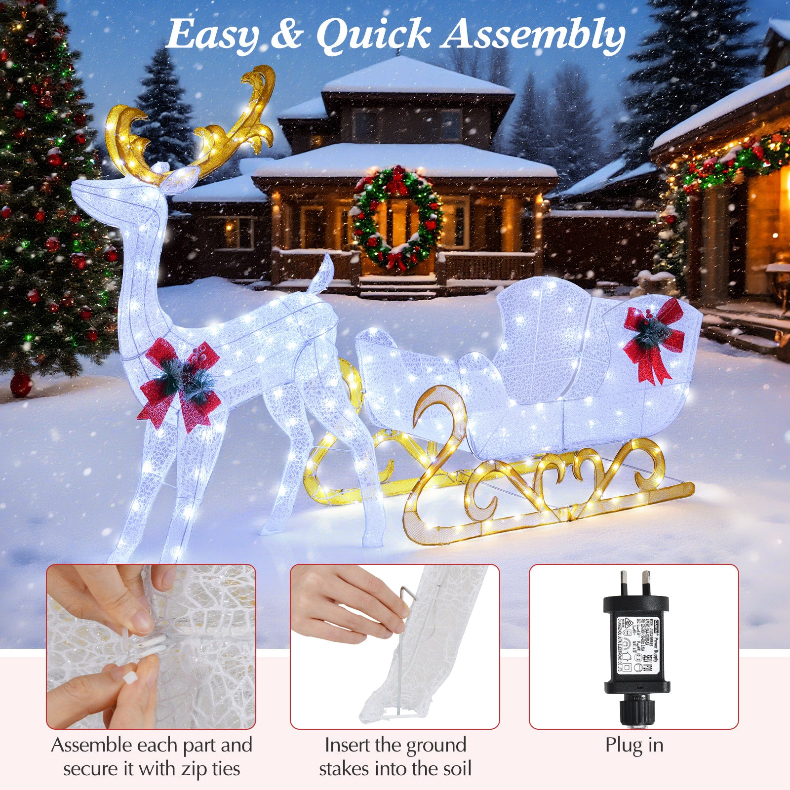 6 Feet Christmas Reindeer And Santa Sleigh Decoration, White Christmas Decor & Accessories at Gallery Canada
