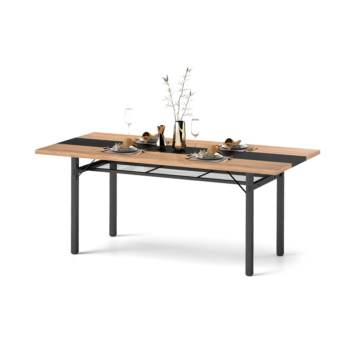 6 Feet Dining Table, Heavy-Duty Metal Frame, Natural Dining Tables at Gallery Canada