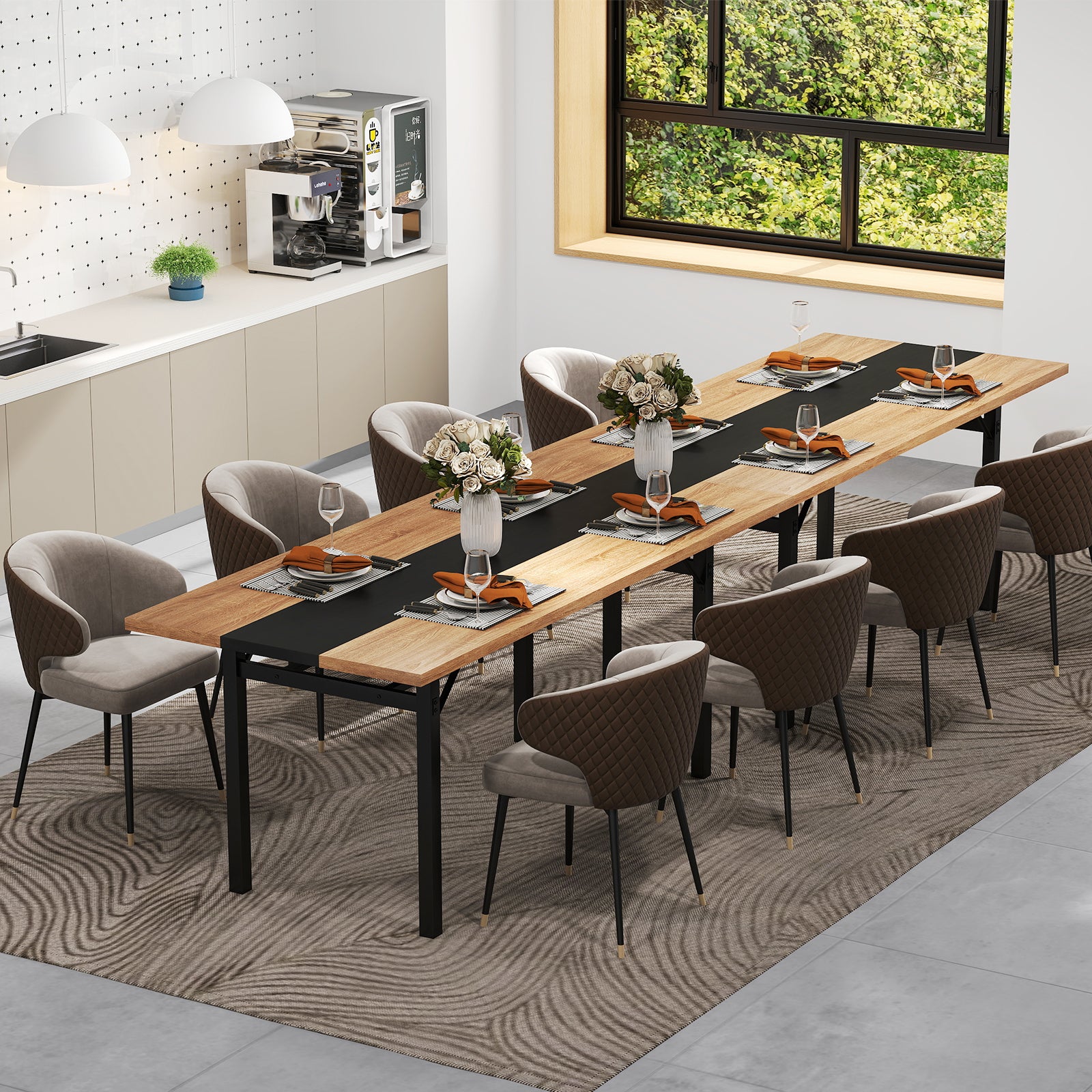 6 Feet Dining Table, Heavy-Duty Metal Frame, Natural Dining Tables at Gallery Canada